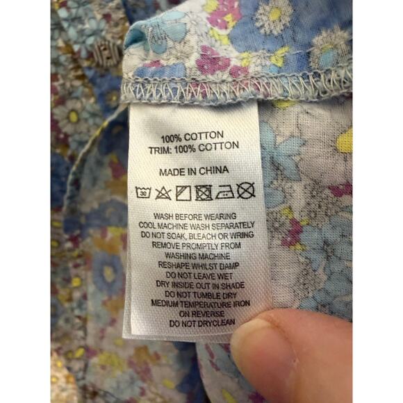 Folk women’s blouse button up 100% cotton floral whimsical colorful cottagecore - Picture 6 of 10